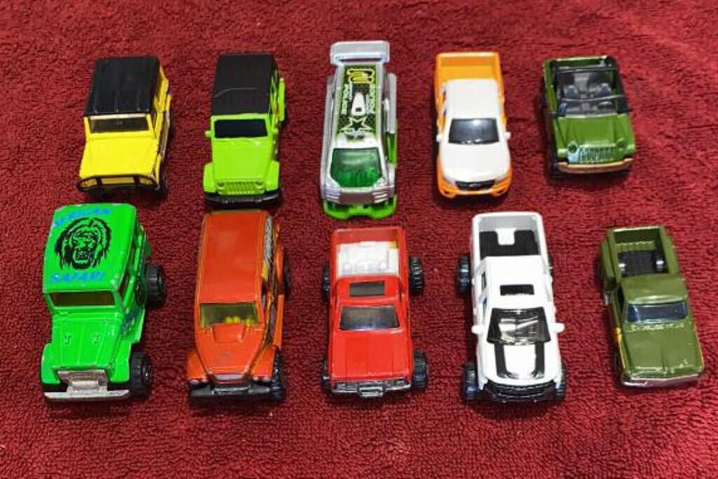 Set of 10 Assorted Play Trucks