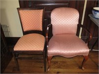 PAIR OF CHAIRS WITH PINK UPHOLSTERY