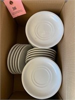 Box lot of china serving saucers off white (40)