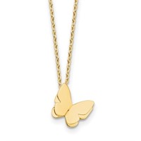 14K- Polished Butterfly Charm Necklace