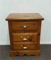 Knotty Pine 3 Drawer Bed Side Night Stand