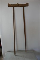 Pair Antique Wood Crutches