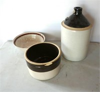 Pair Stoneware Crocks