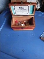 WOODEN JEWELRY BOX AND CONTENTS