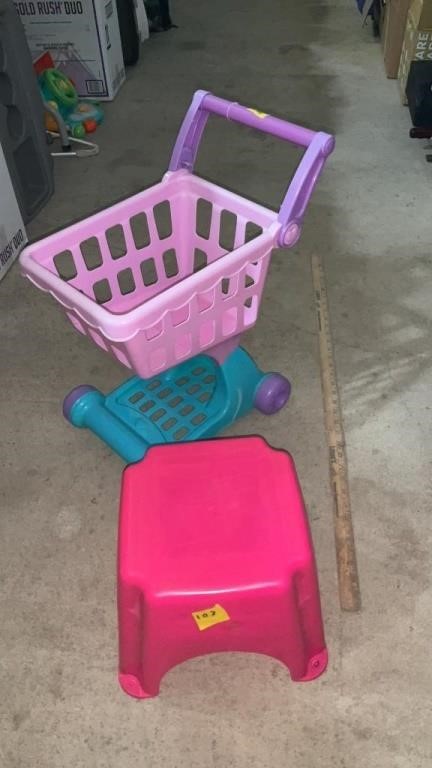 Stepping stool and toy shopping cart