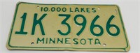 Single Undated Vintage Minnesota License Plate