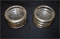 8 Crown Sterling rimmed coasters