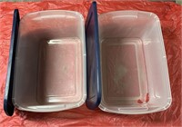 2 Totes With Lids (One Has A Crack At The Bottom