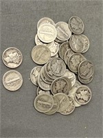 (40) Mercury Silver Dimes