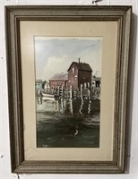 (RK) Lape Docks Watercolor Painting 15” x 21”