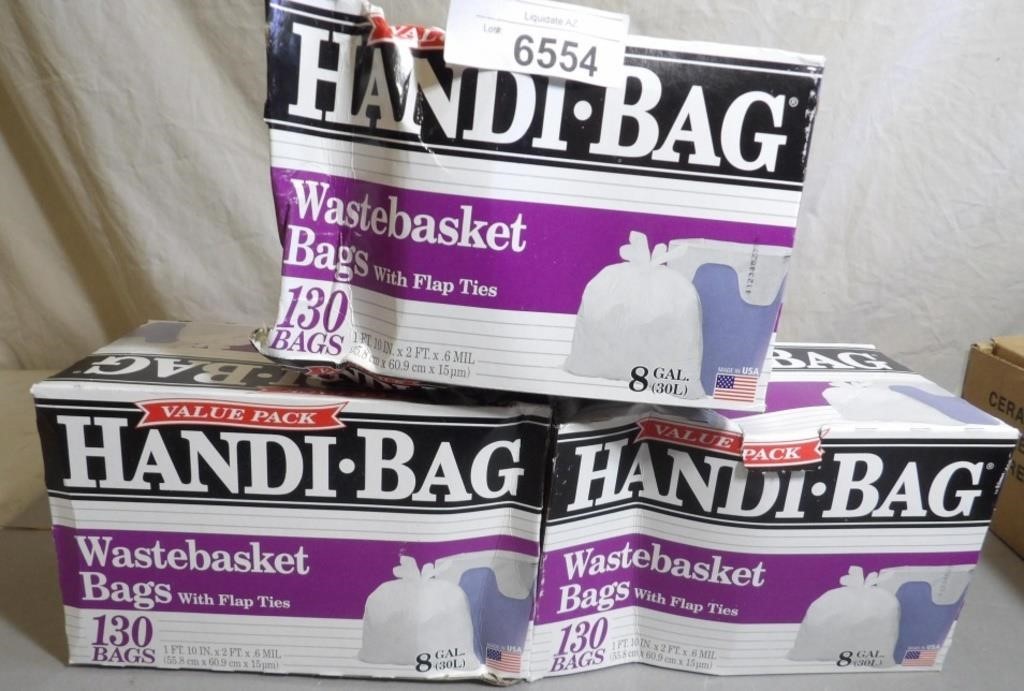 3 Boxes Handibag 130 Wastebasket Bags