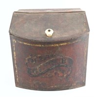 Late 19th Century tin hinged top “Ginger” tin