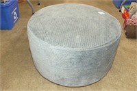 Upholstered Drum-Style Footstool on Casters