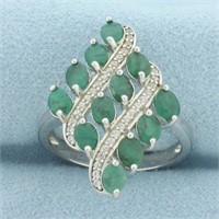 Sakota Emerald and White Zircon Ring in Sterling S