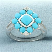 Sleeping Beauty Turquoise and White Zircon Ring in