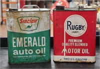 2GAL "Sinclair" & "Rugby" Motor Oil Cans