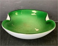 Serving Bowl Green/White Ceramic