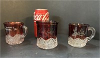 3 Vtg Ruby Red Flashed Glass Souvenir Pieces