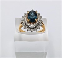 Beautiful 18k Diamond & Blue Sapphire Ring