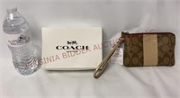 Coach Wristlet Signature Brown w Tan Stripe w Tag