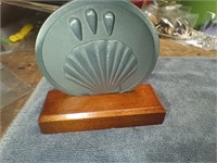 Pewter Style Table Medallion & Stand, Boxed