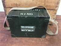 WW2  Era Field Telephone in Wood Case Original