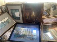 Assorted pictures and wall decor
