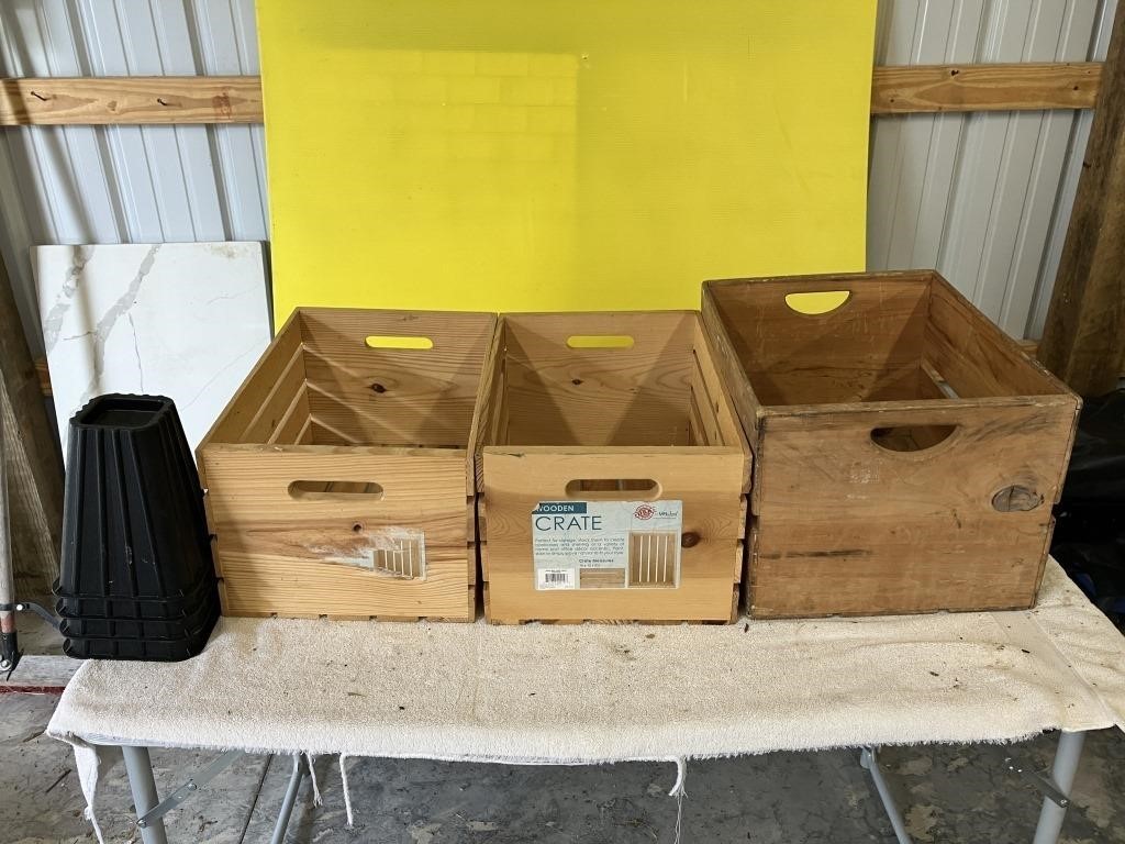 VTG Wood Crate/2 New Wooden Crates
