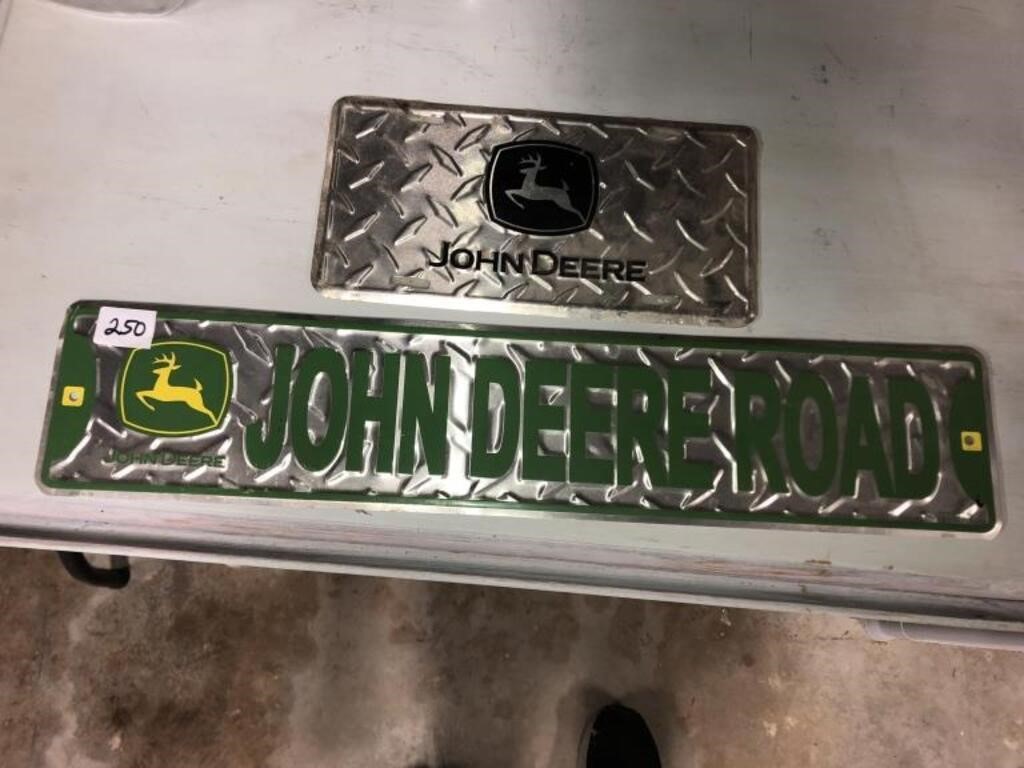 Newer John Deere sign and license plate