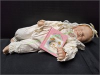 14" Sleeping Baby Porcelain Doll & Mini Book