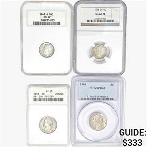 1948-1964 [4] US Varied Silver Coinage  MS/PF