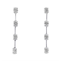 18KW Gold Oval Diamond Dropset Earrings