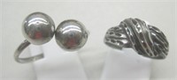 Lot of 2 Sterling Silver Abstract Rings