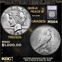 ***Auction Highlight*** 1935-s Peace Dollar 1 Grad