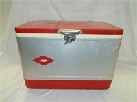 Vintage Coleman Cooler Red Aluminum Box Diamond