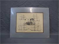 Vintage Matted Signed Nautical Print