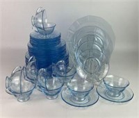 Blue Glass Dinnerware-Cups, Saucers, Plates & More