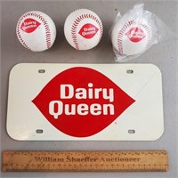 Dairy Queen Baseballs & Plastic License Plate