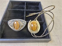 Bolo Tie and Belt Buckle w/ Matching Stones