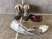 Snorkel, PMT Airflow Goggles, and LL Bean Boots 8