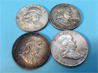 (4) Franklin Silver Half Dollars
