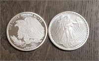 (2) One Ounce Silver Rounds: Saint Gaudens