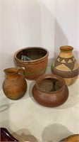 Acamo Pueblo style pottery - lot of four - one