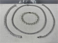 Sterling Silver CZ Tennis Bracelets and Necklace