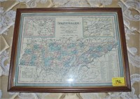 Framed Tennessee Map - roads & distances