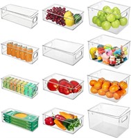 GOLIYEAN Refrigerator Organizer Bins with Lids, 12