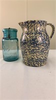 Ransbottom Roseville stoneware pitcher & jar