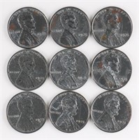 (9) x 1943 WWII STEEL LINCOLN PENNIES