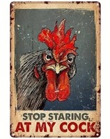 Metal Sign - Funny - "Stop Staring At My Cock"