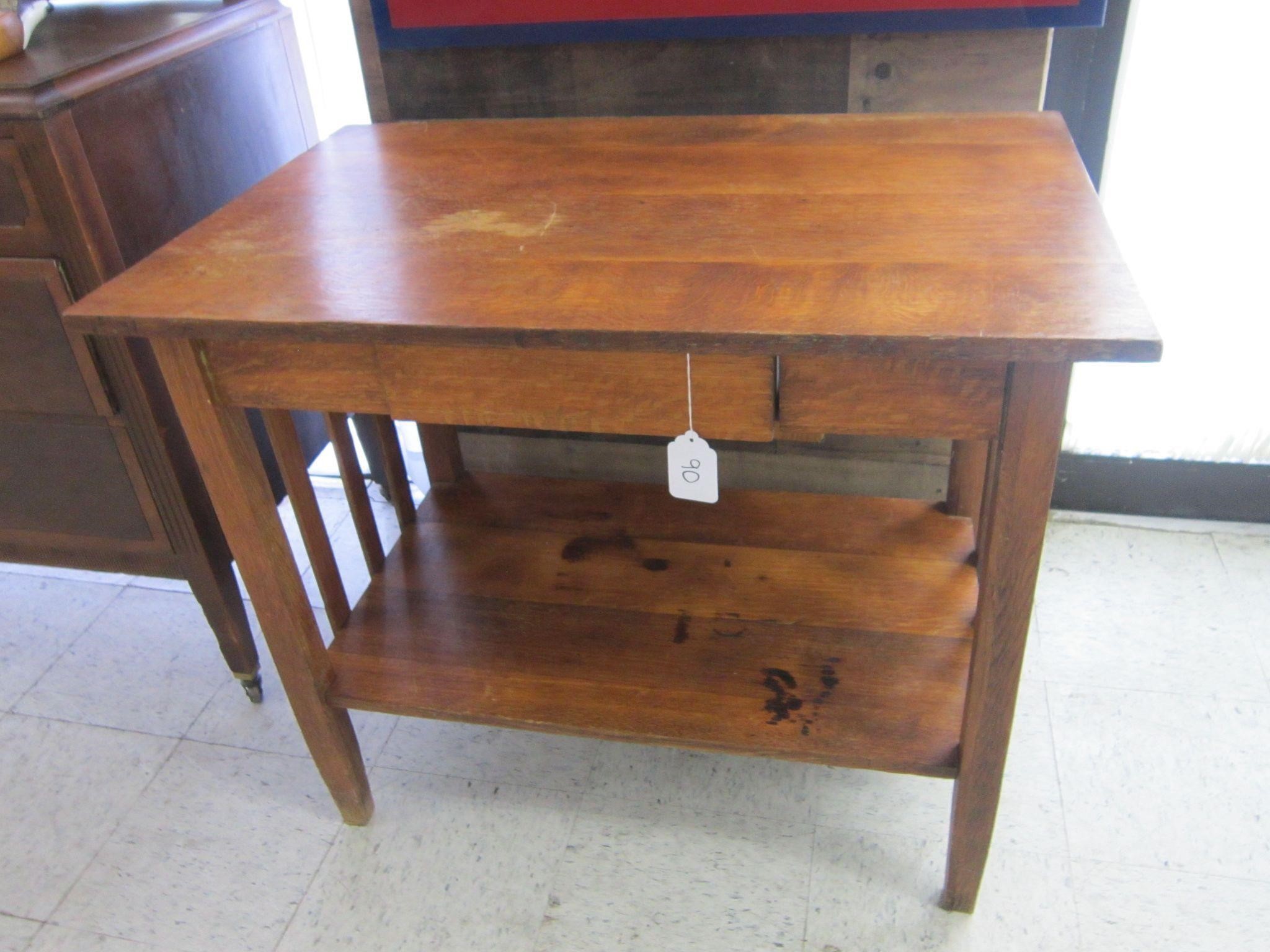 OAK LIBRARY TABLE WITH DRAWER